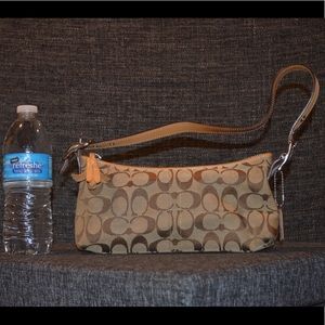 authentic small coach light brown signature